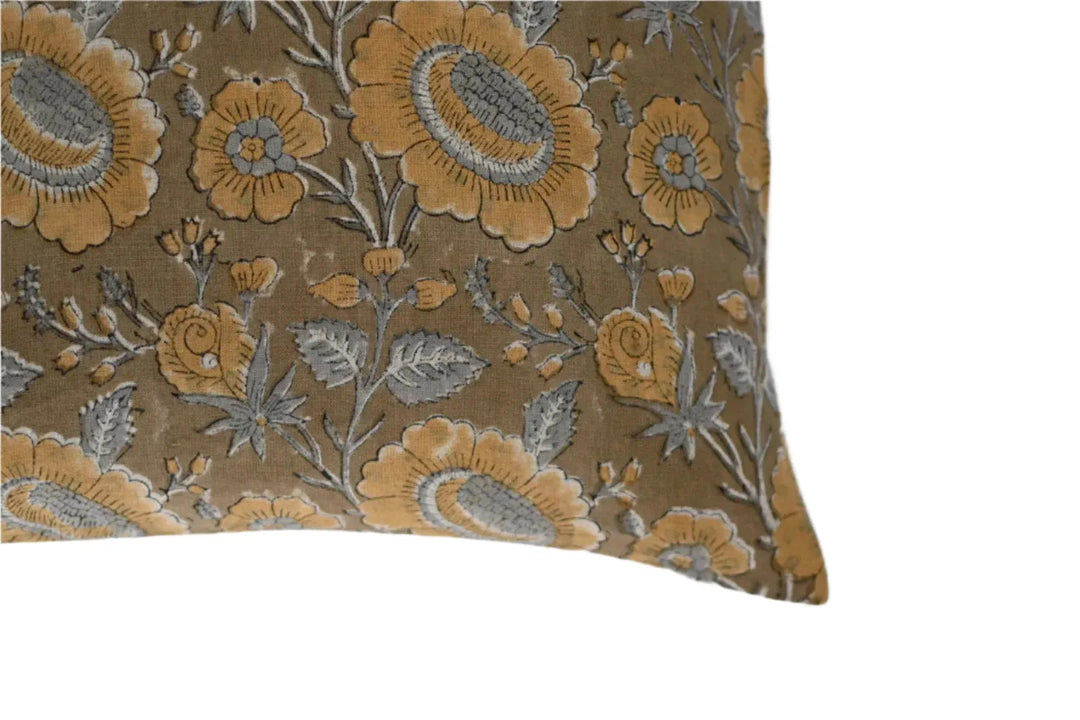 Holly Block Print Pillow Cover