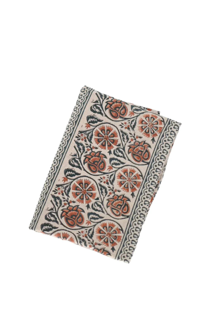 Salmon Floral Block Print Tablecloth