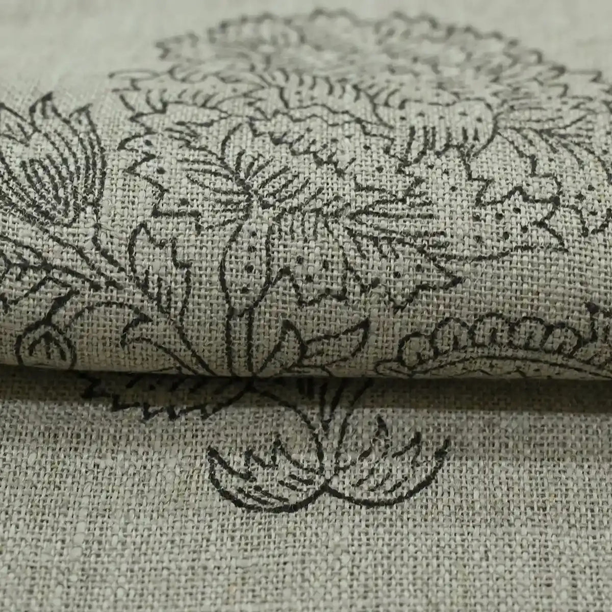 Braelis Block Print Handloom Linen Fabric