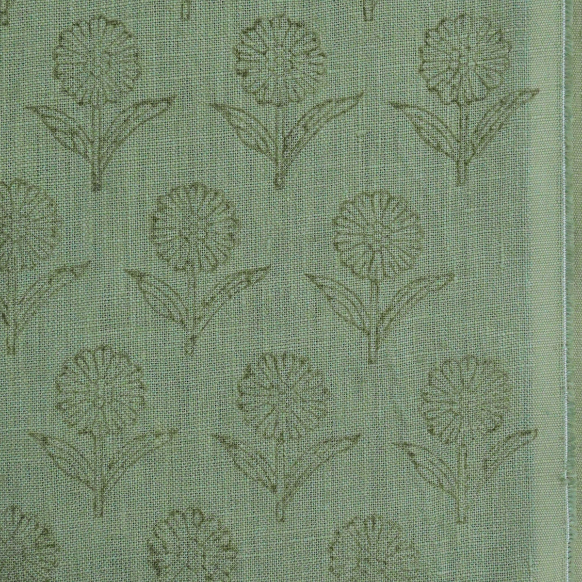 Derek Floral Block Print linen Fabric