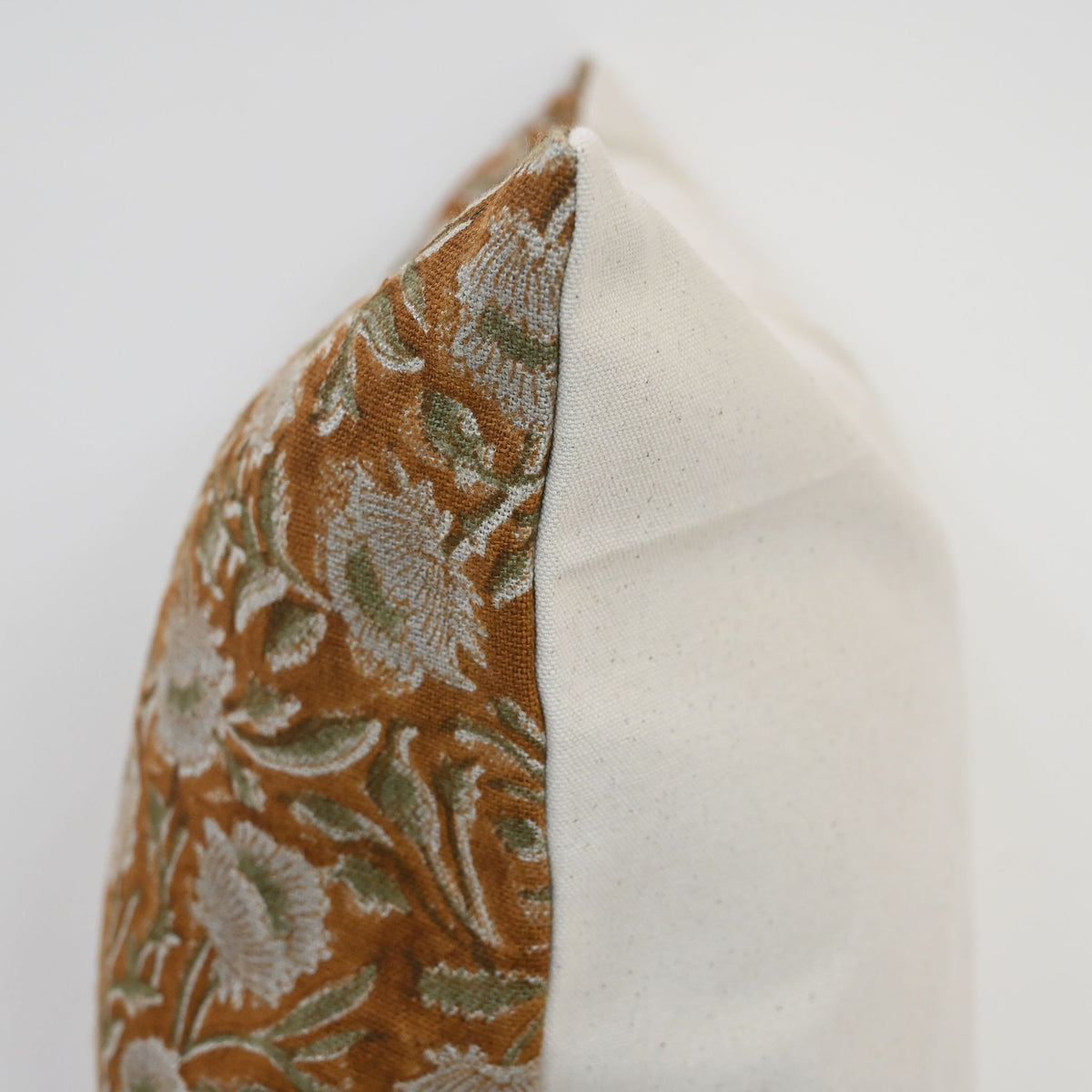 Elise Warm Linen Block Print Pillow Cover