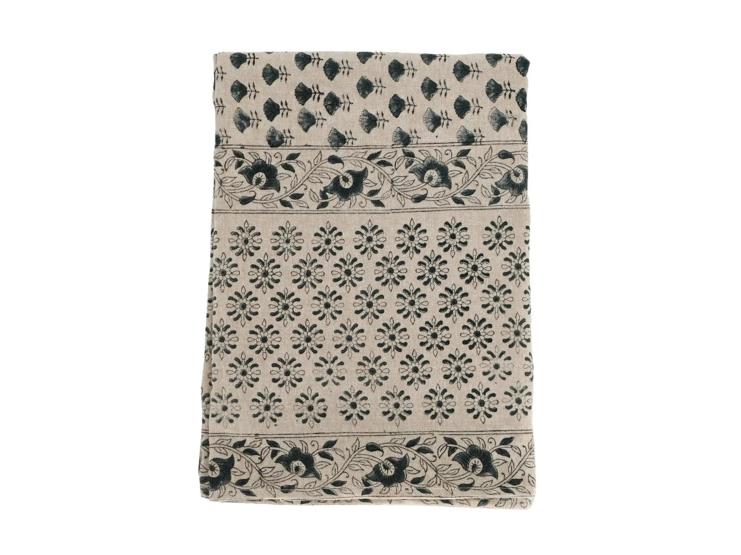 Bonnie Floral Block Print Tablecloth