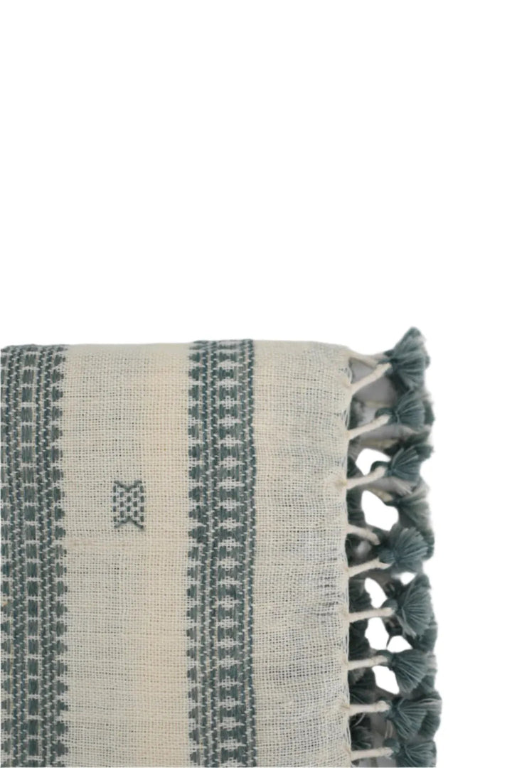 Bhujodi Table Runner - Blue and Cream