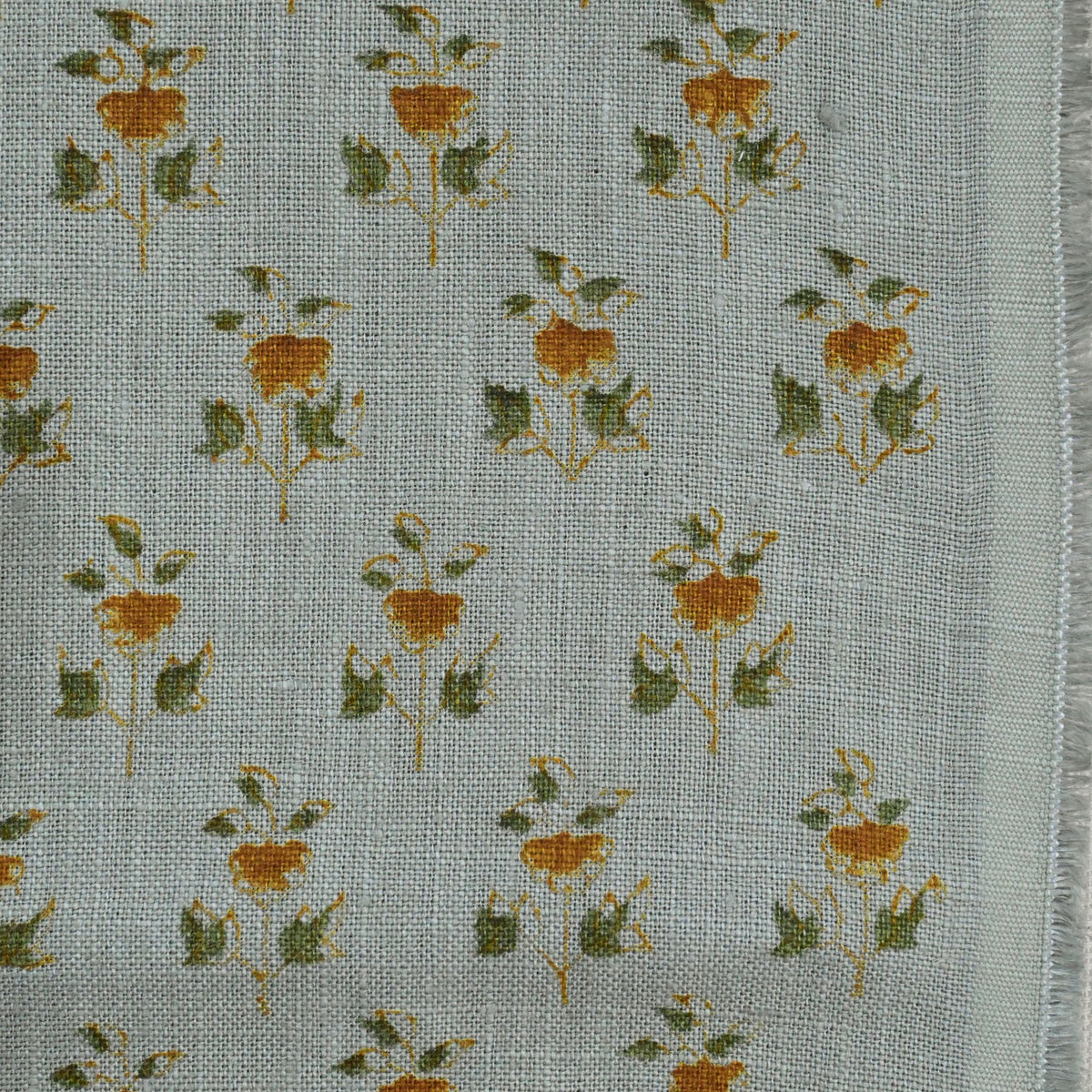 Yllom Floral Linen Block Print Fabric