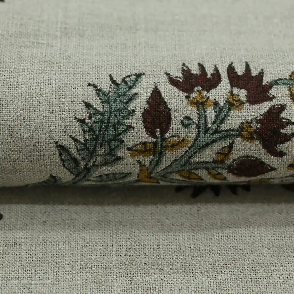 Sirelle Floral Block Print Linen Fabric