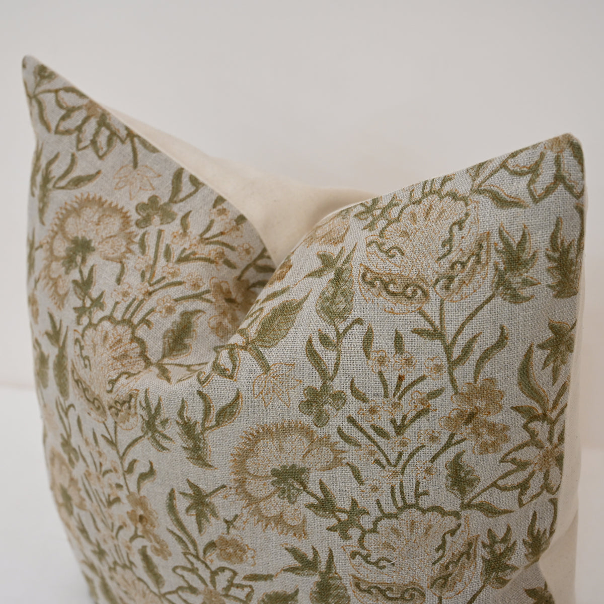 Sydney Warm Linen Block Print Pillow Cover