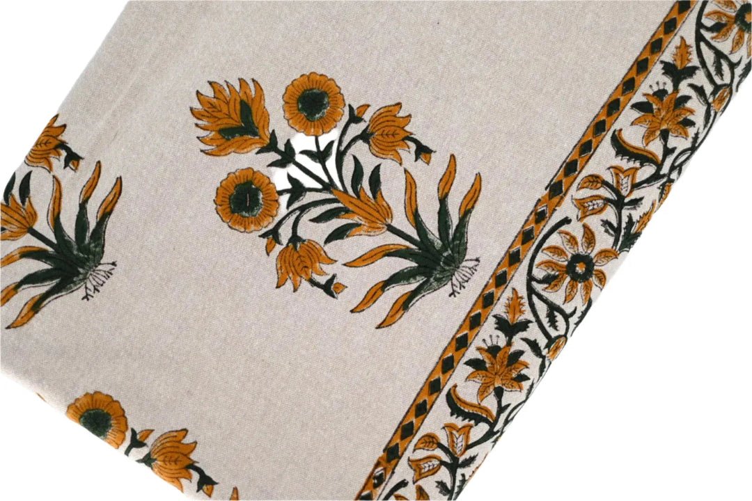 Henry Floral Block Print Tablecloth