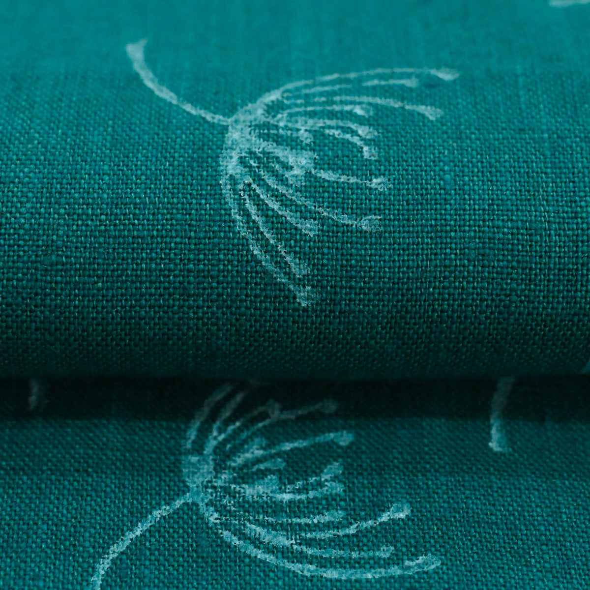Xileo Botanical Block Print Linen Fabric