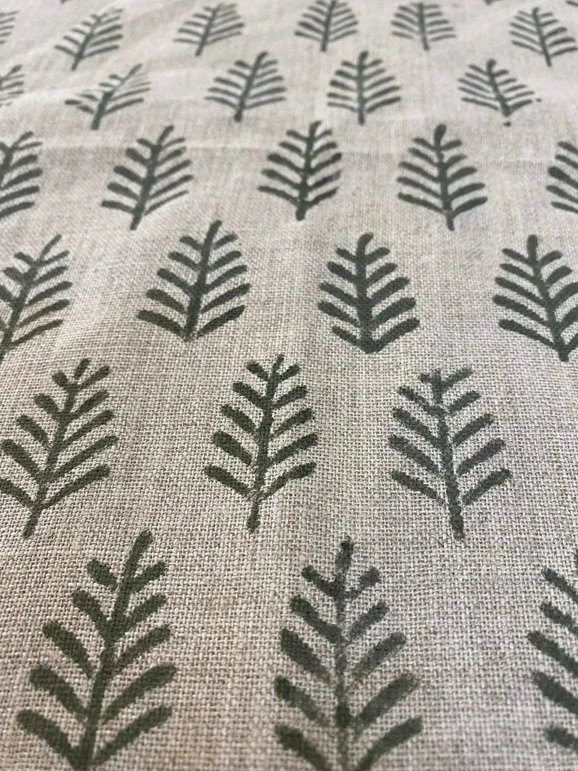 Diane Hand Block Printed Linen Fabric For Upholstery
