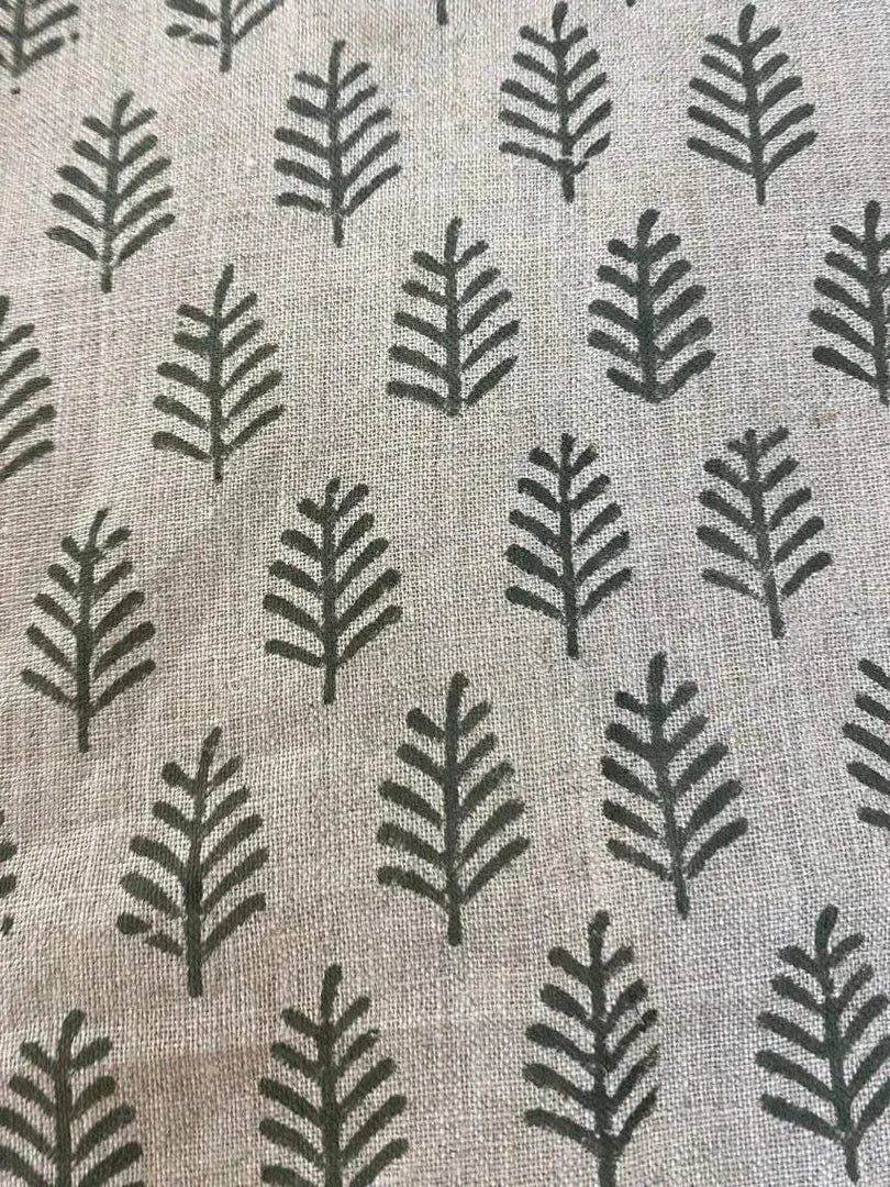 Diane Hand Block Printed Linen Fabric For Upholstery