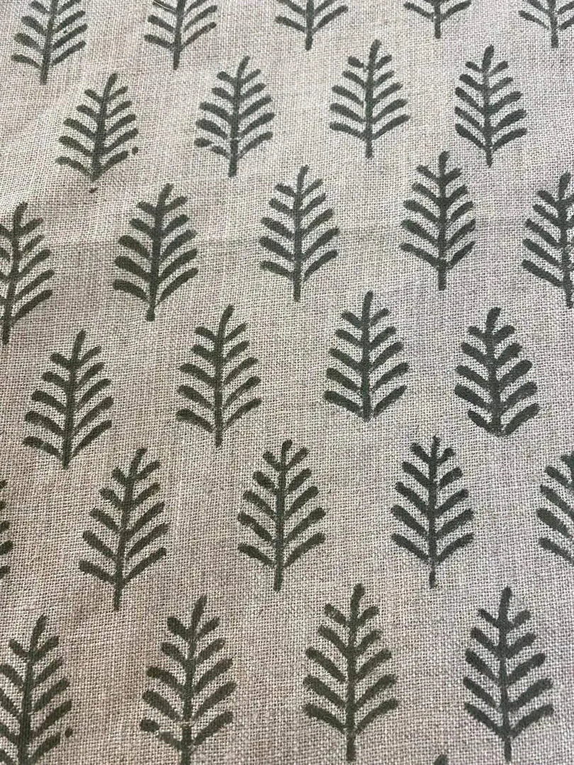 Diane Hand Block Printed Linen Fabric For Upholstery