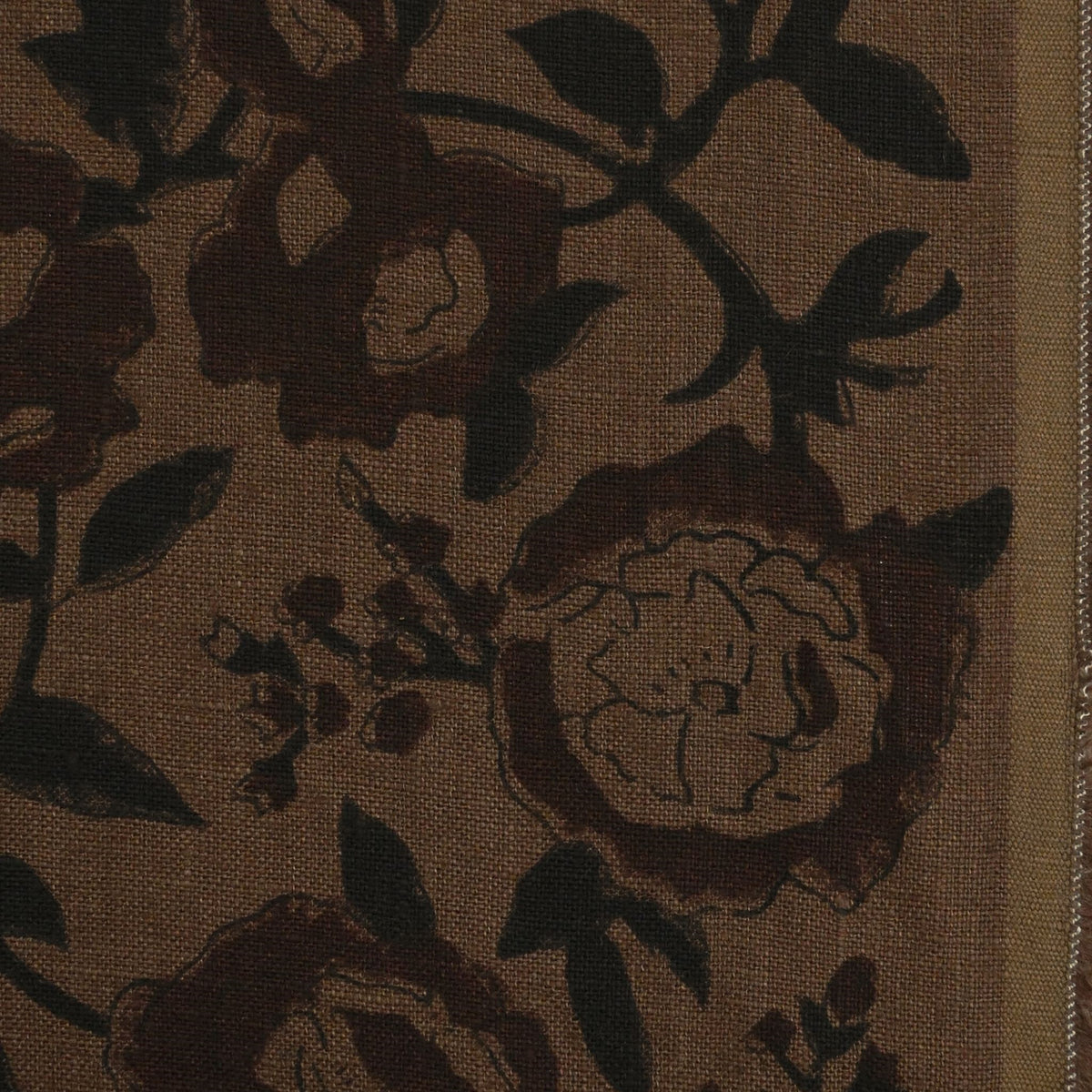 Anig Floral Solid Linen Block Print Fabric