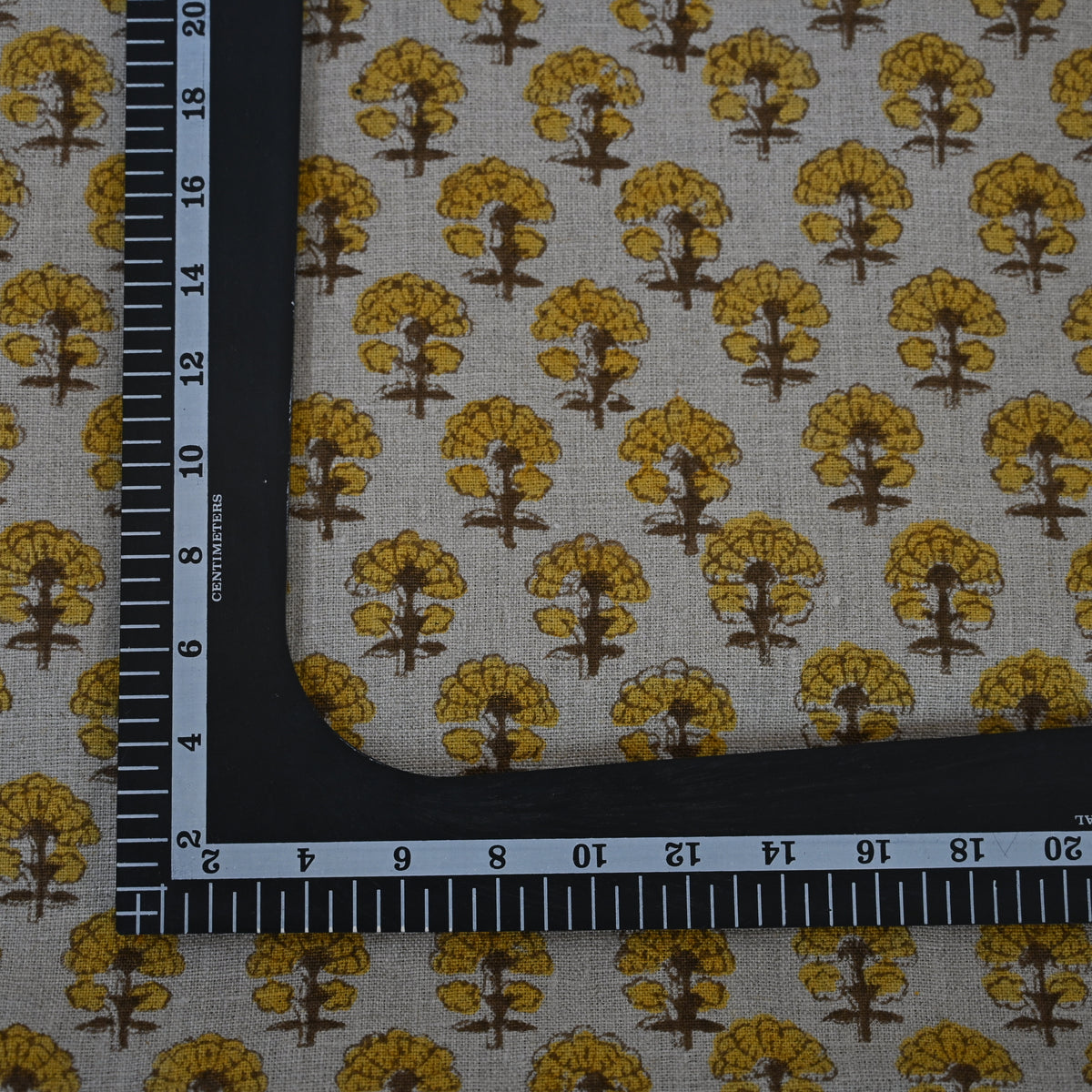 Summer Mustard Linen Block Print Pillow Cover