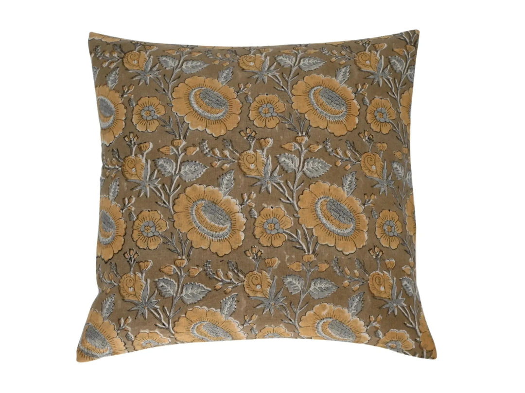 Holly Block Print Pillow Cover