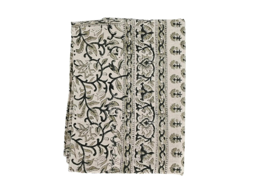 Bella Floral Block Print Tablecloth