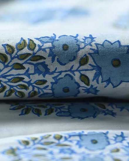 Lorien Floral Block Print Cotton Fabric