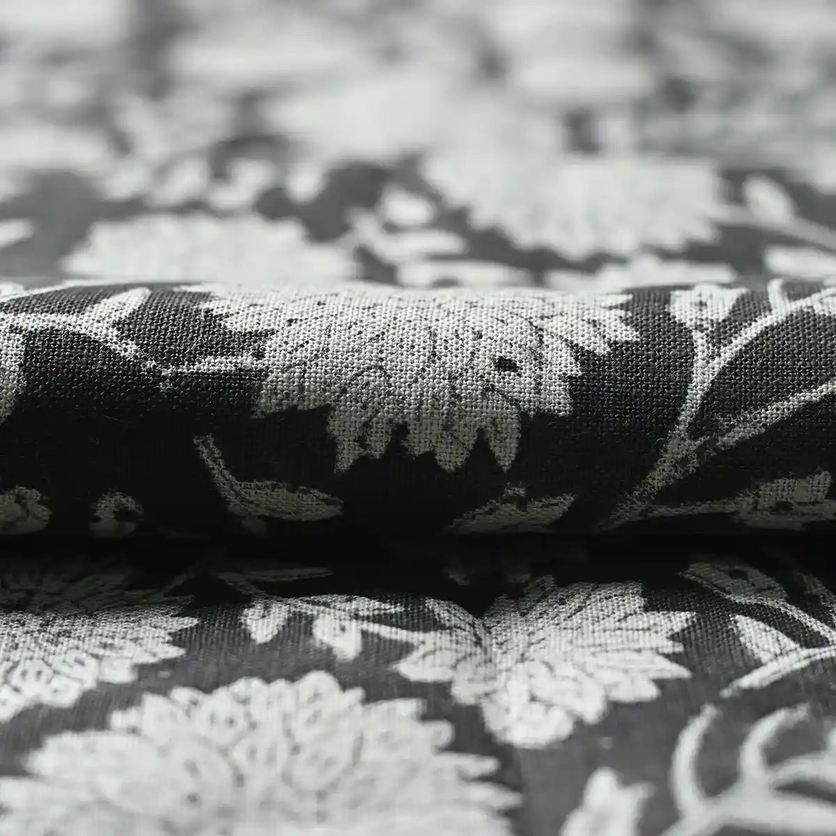 Loomis Floral Hand Block Print Linen Fabric