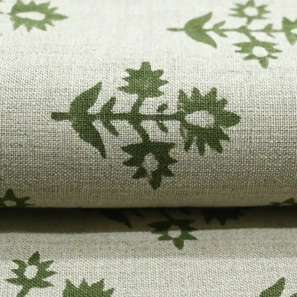 Ninor Floral Block Print Linen Fabric
