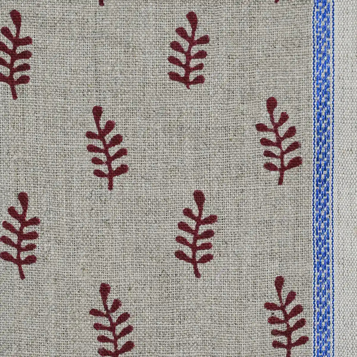 Noslen Floral Block Print Linen Fabric