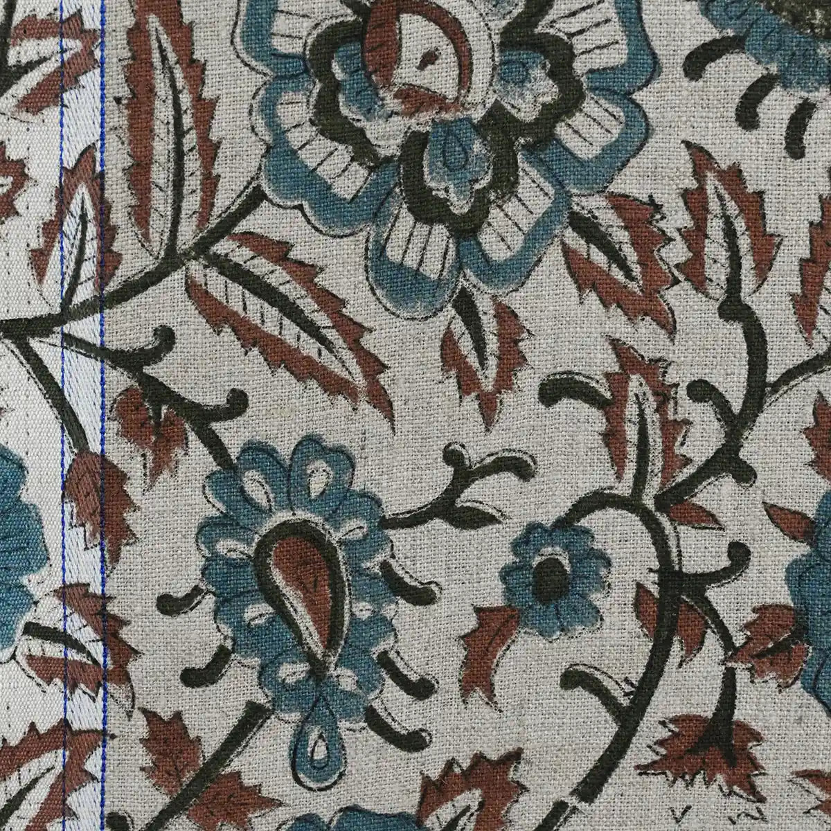 Nexoa Floral hand Block Print Linen Fabric