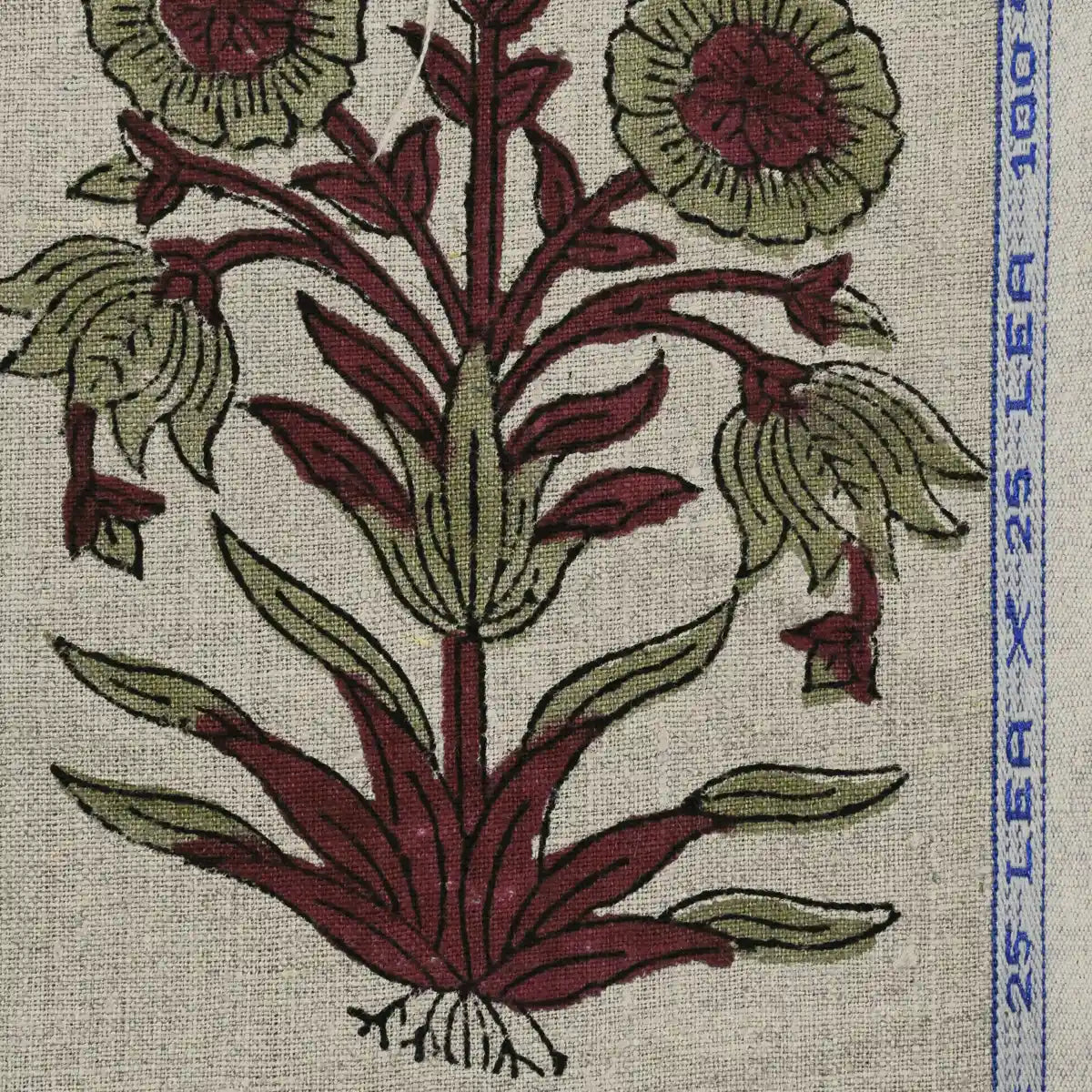 Jeremy Floral Hand Block Print Linen Fabric