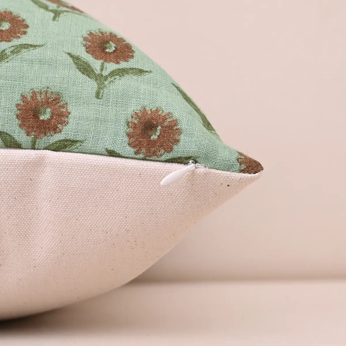 Bloom Pale Seafoam Ditsy Rust Pillow Cover