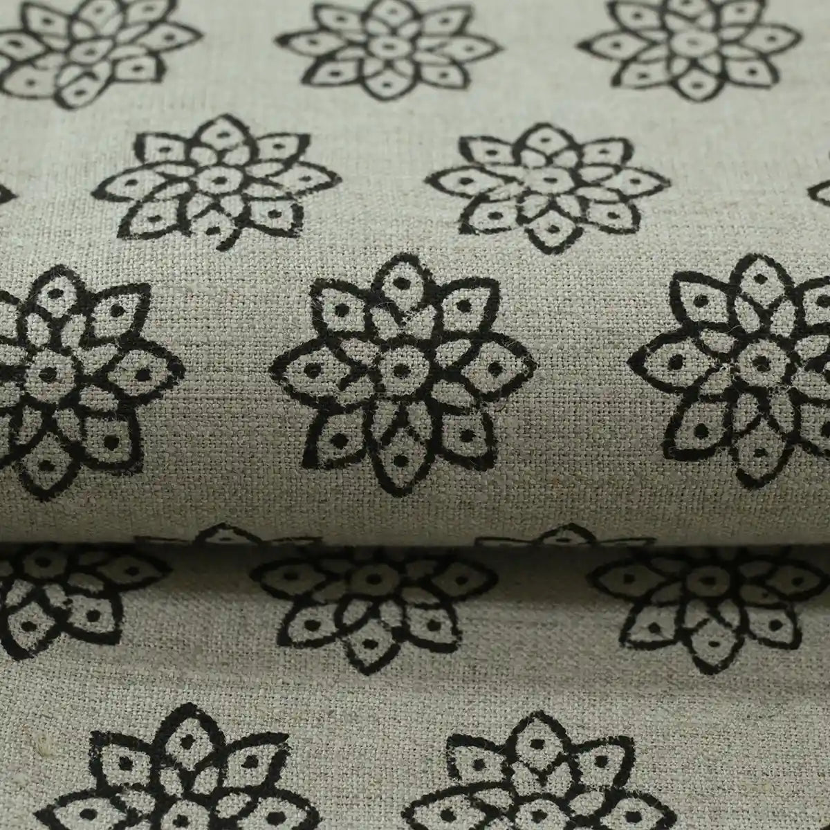 Elvara Geometric Linen Block Print Fabric