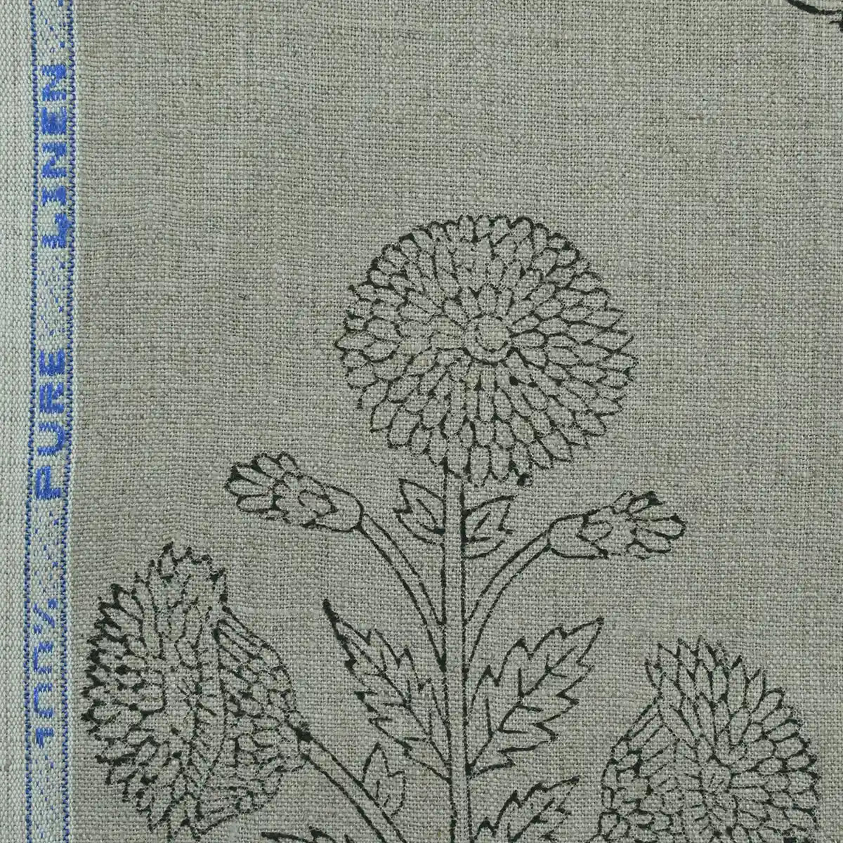 Taffette Floral Block Print Linen Fabric