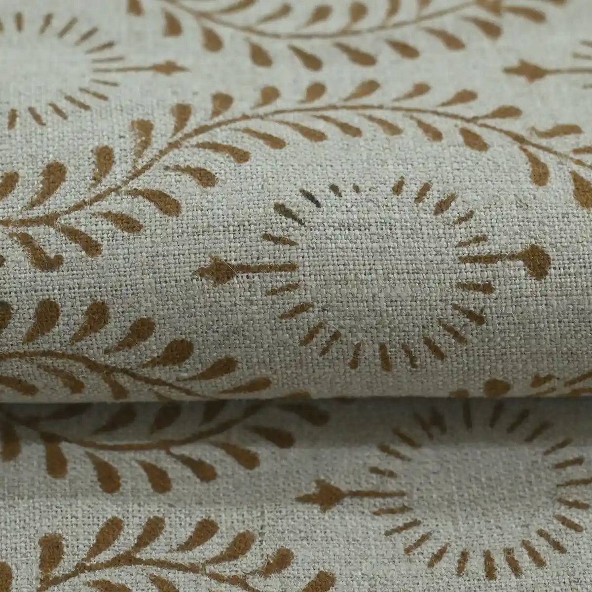 Sharra Botanical Block Print Linen Fabric
