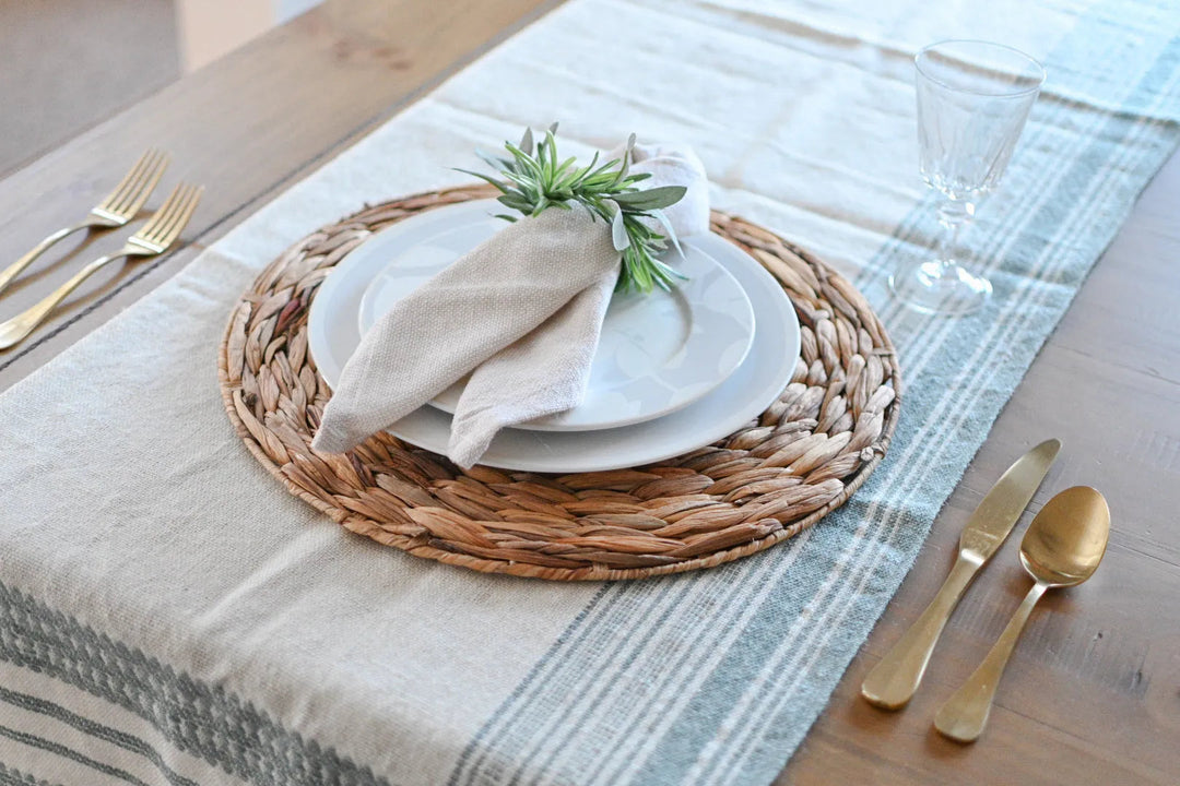 Bhujodi Table Runner - Blue and Cream