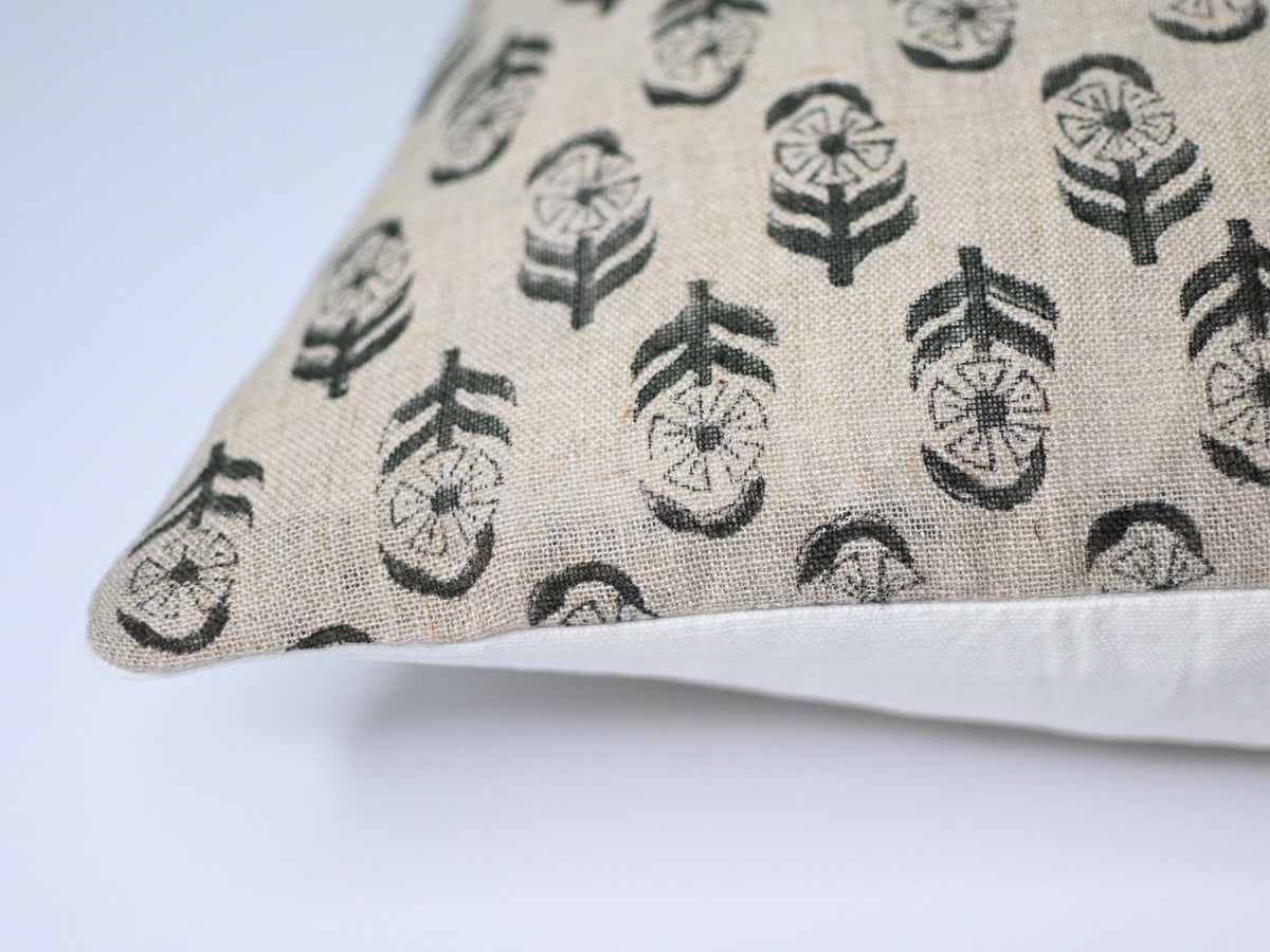 Yavelle Charcoal Block Print Pillow Cover