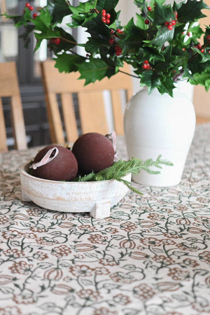 Chloe Floral Block Print Tablecloth