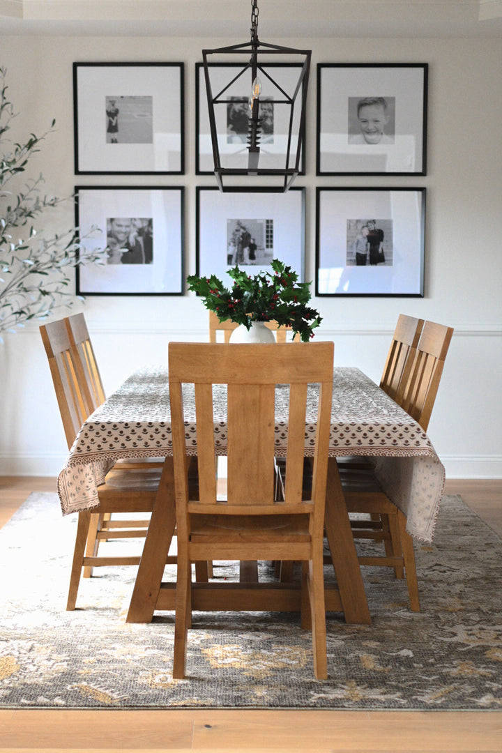 Chloe Floral Block Print Tablecloth