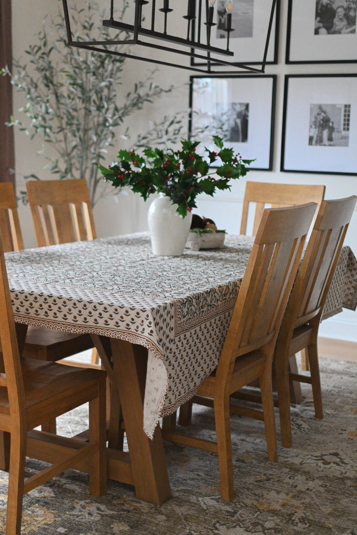 Chloe Floral Block Print Tablecloth