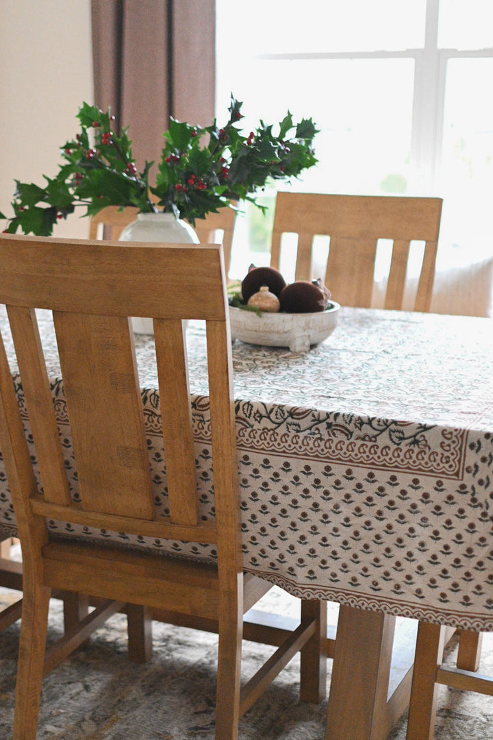 Chloe Floral Block Print Tablecloth