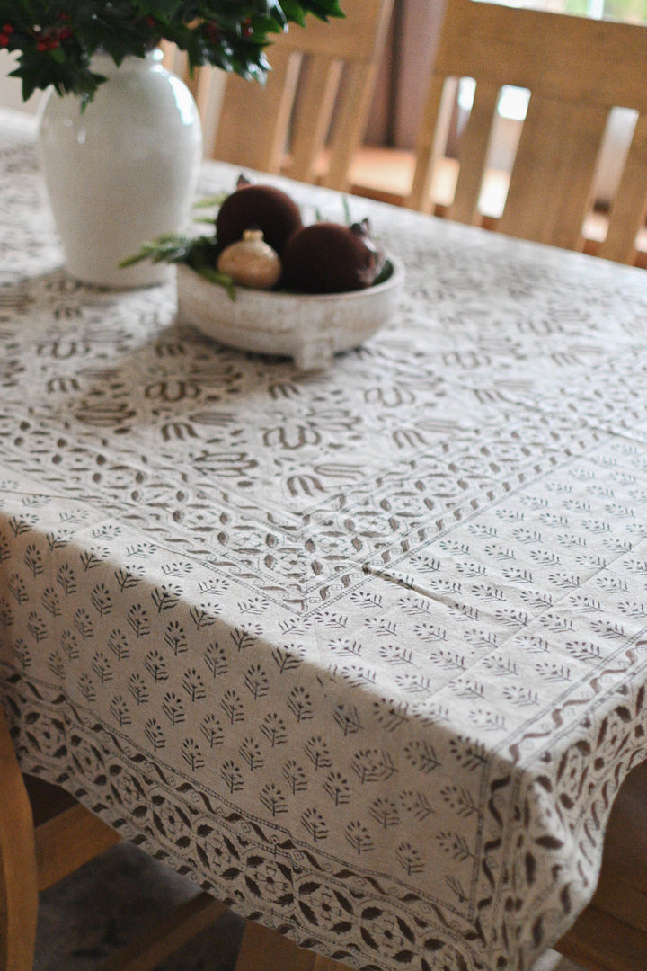 Amelia Floral Block Print Tablecloth