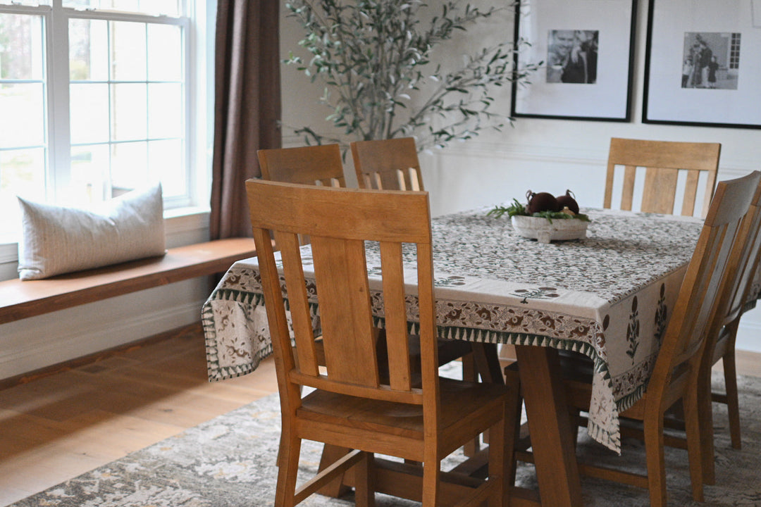 Clara Floral Block Print Tablecloth