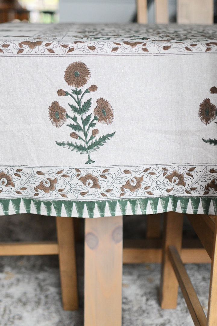 Clara Floral Block Print Tablecloth