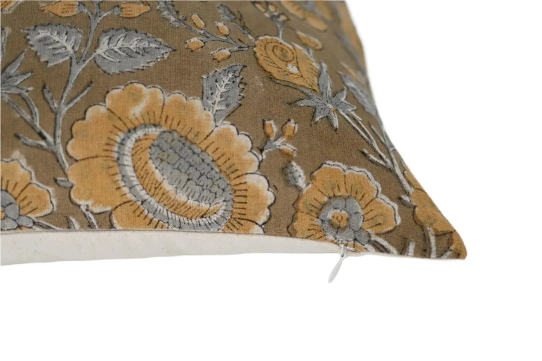 Holly Block Print Pillow Cover