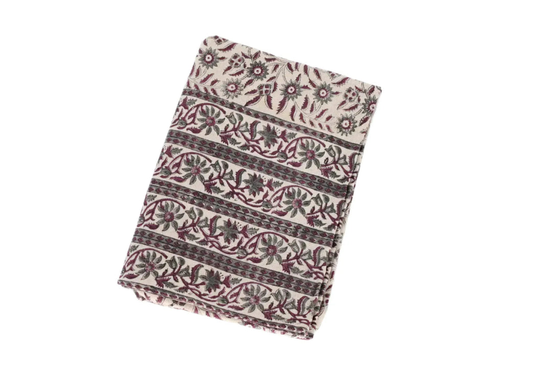 Hazel Floral Block Print Tablecloth