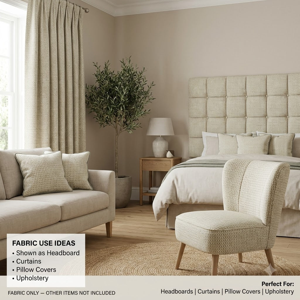 Cream Green solid Linen Fabric
