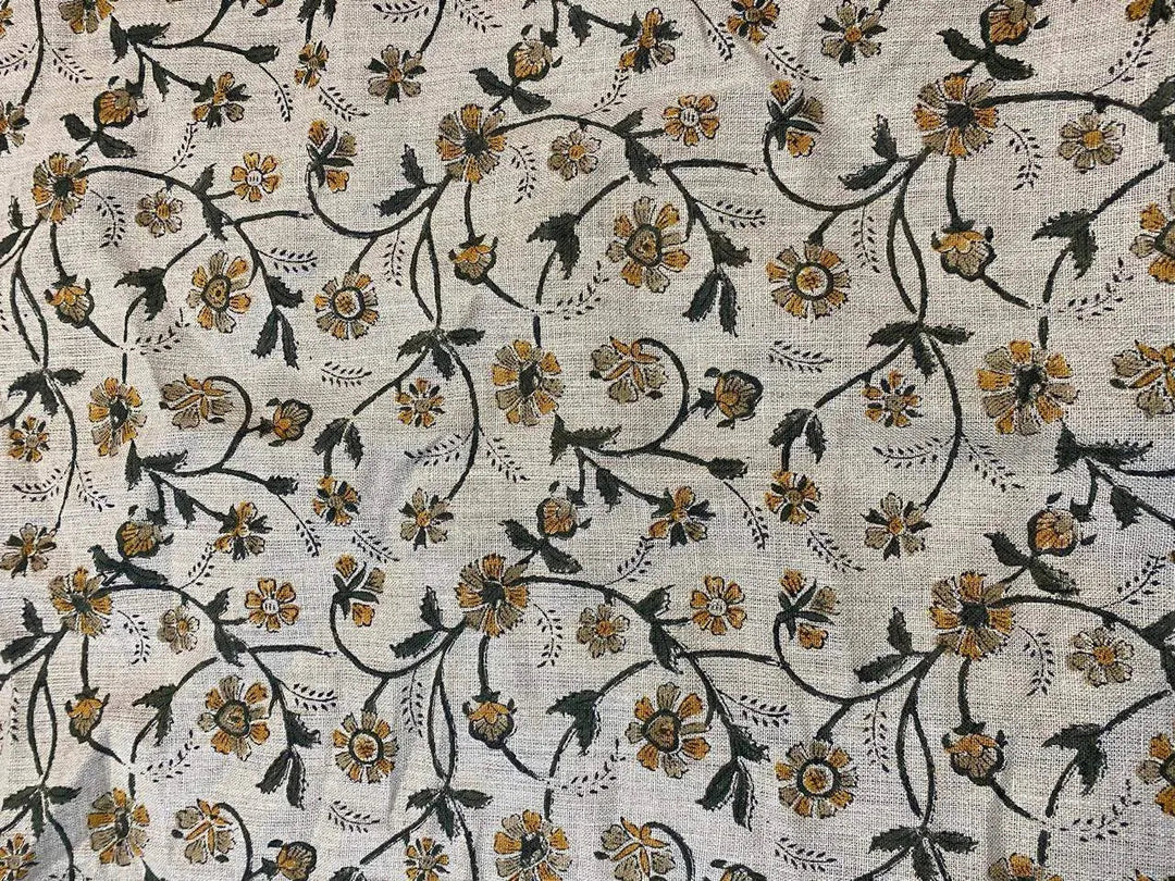 Liam Hand Block Printed Linen Fabric