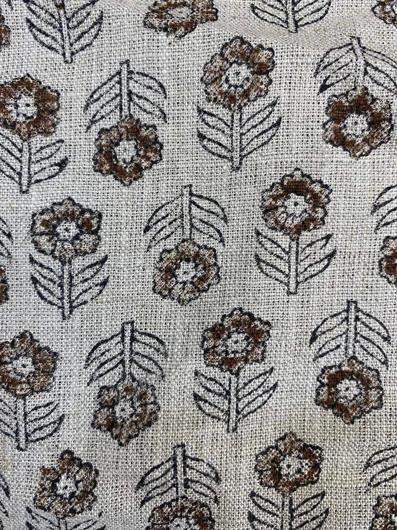 Emma Hand Block Printed Linen Fabric