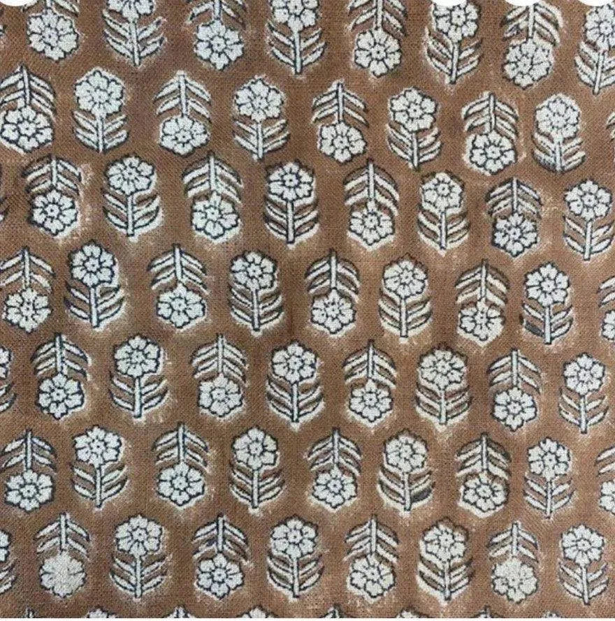 Gene Hand Block Printed Linen Fabric