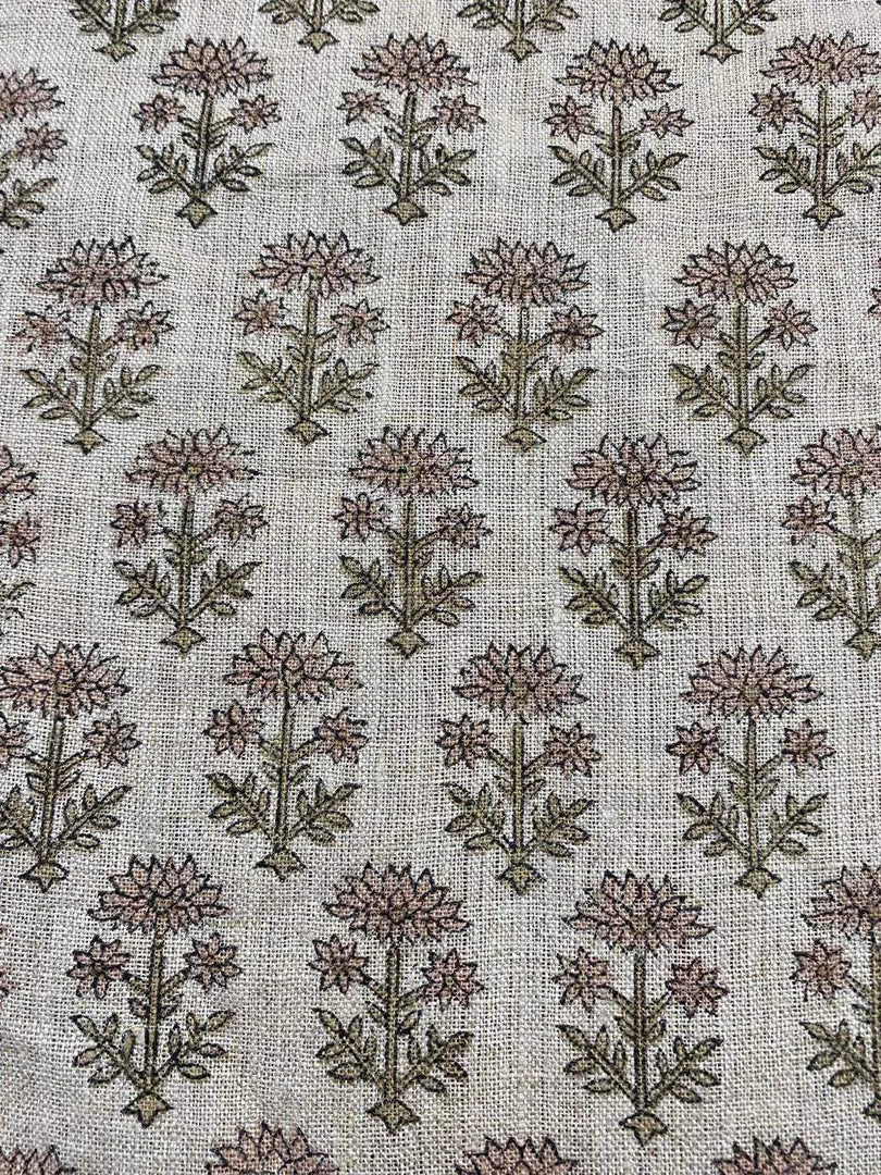 Jenna Hand Block Printed Linen Fabric