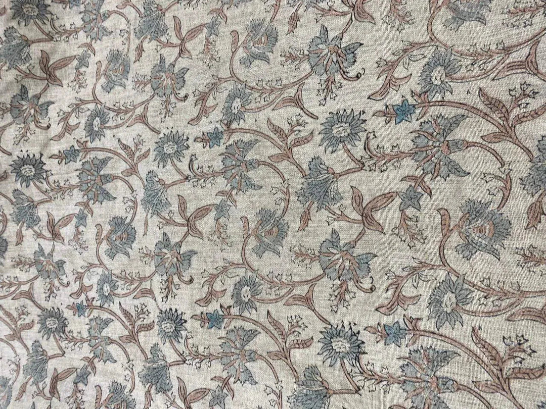 Lumora Hand Block Printed Linen Fabric