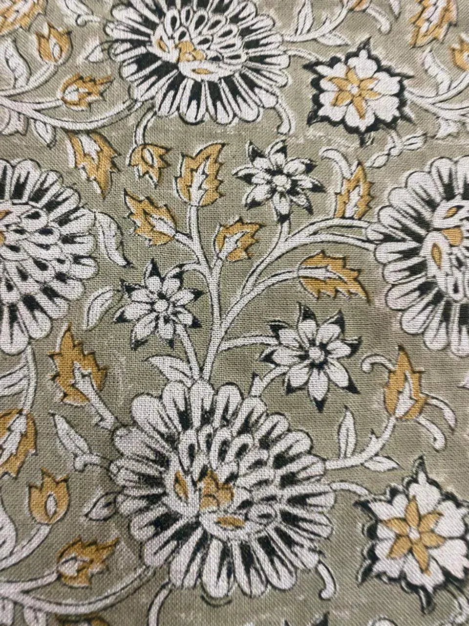 Alexis Floral Linen Block Print Fabric