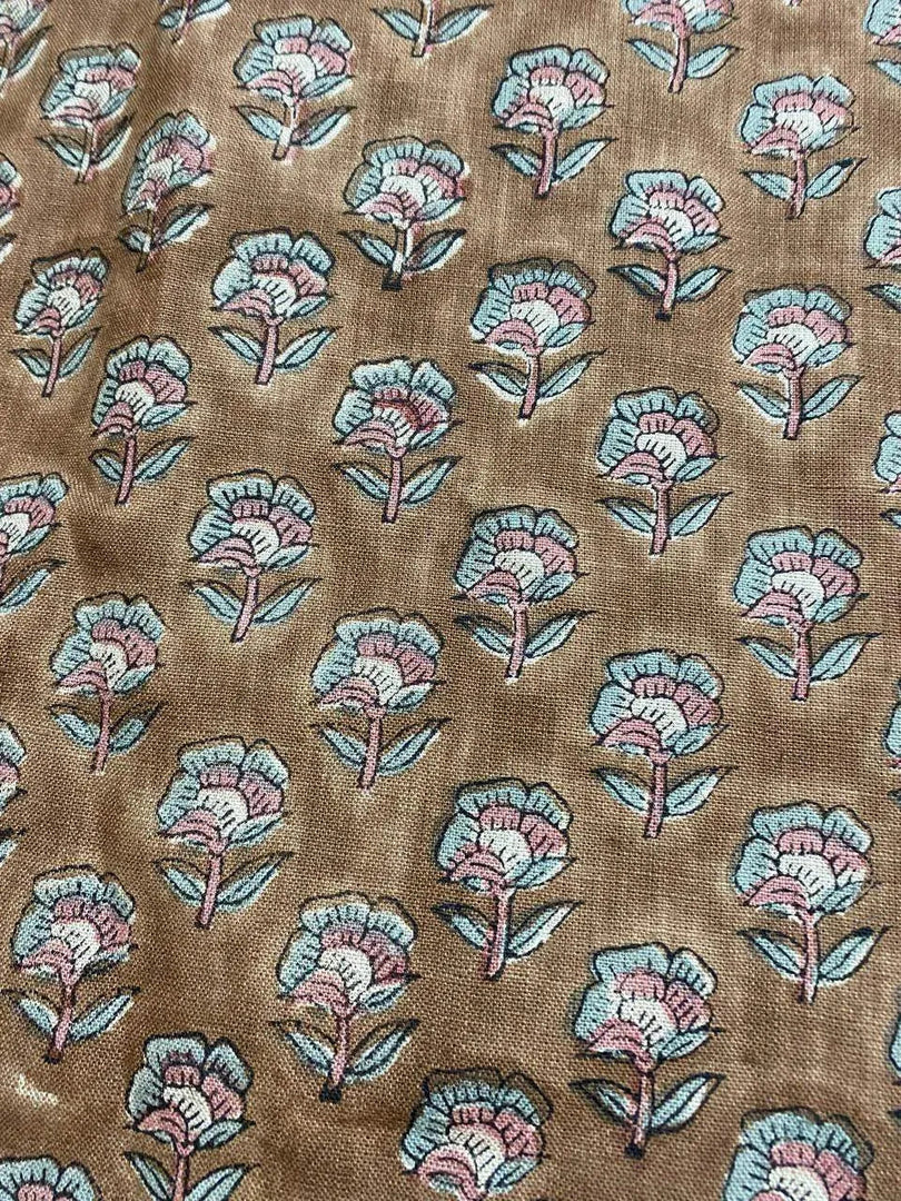 Julia Hand Block Printed Linen Fabric