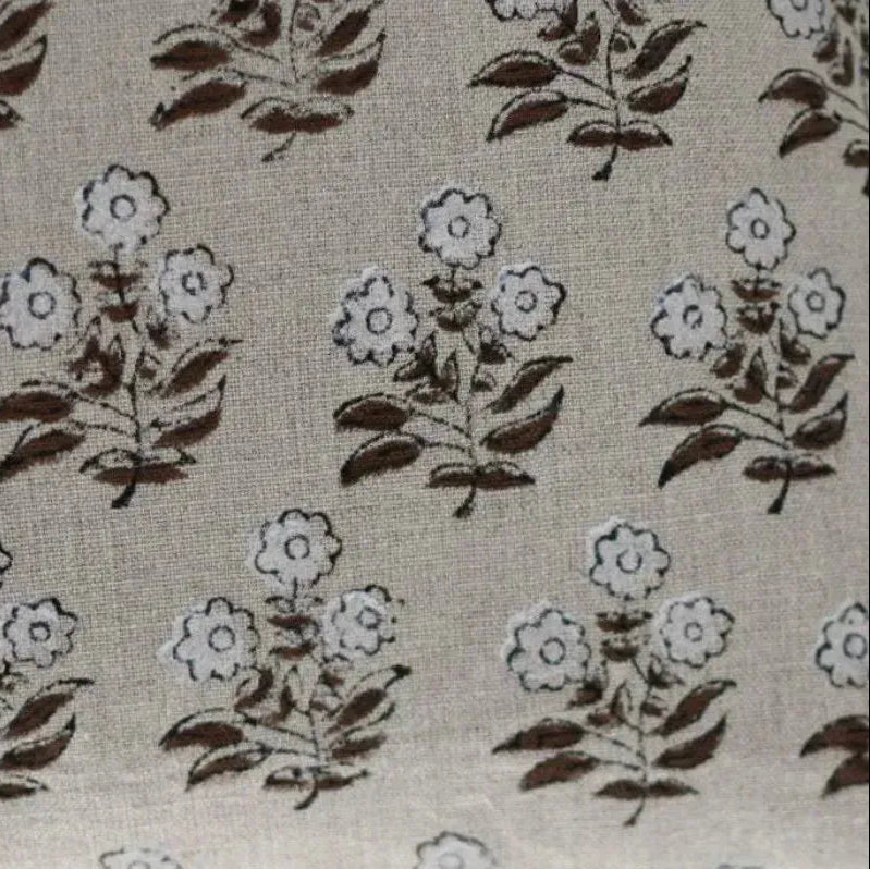 Thyny Flora Hand Block Print Linen Fabric