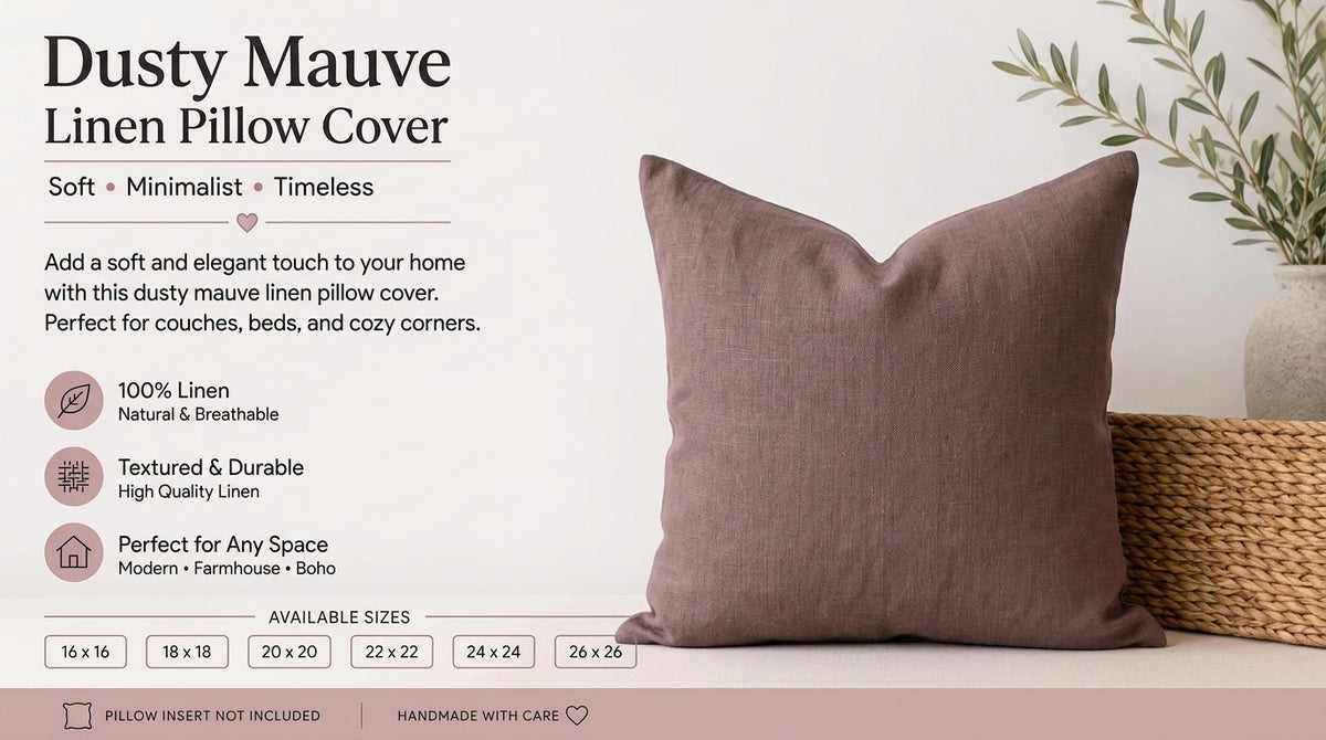Rona Mauve Brown Solid Linen Pillow Cover